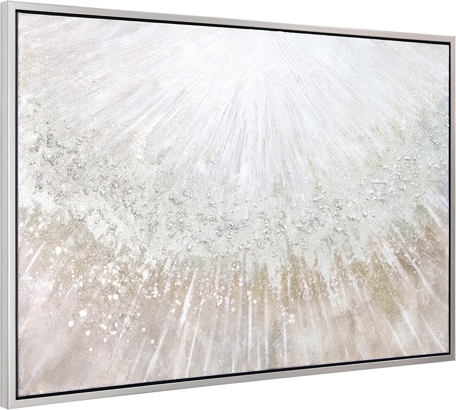 Empire Art Direct Abstract Wall Art Textured Hand Painted Canvas by Martin Edwards, Champagne Frame, 32' x 48', Silver Pellets