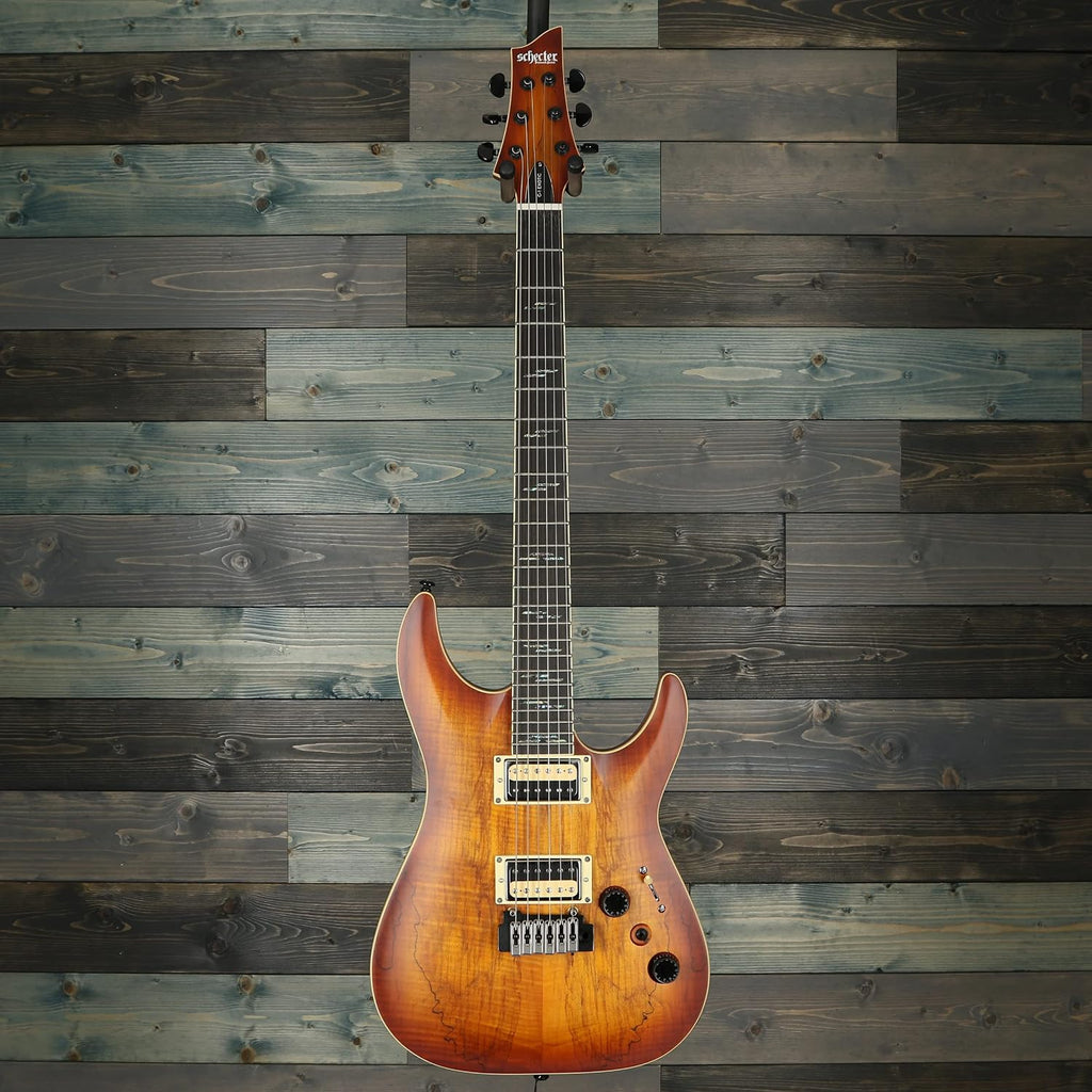 Schecter C-1 Exotic Spalted Maple Electric Guitar - Satin Natural Vintage Burst