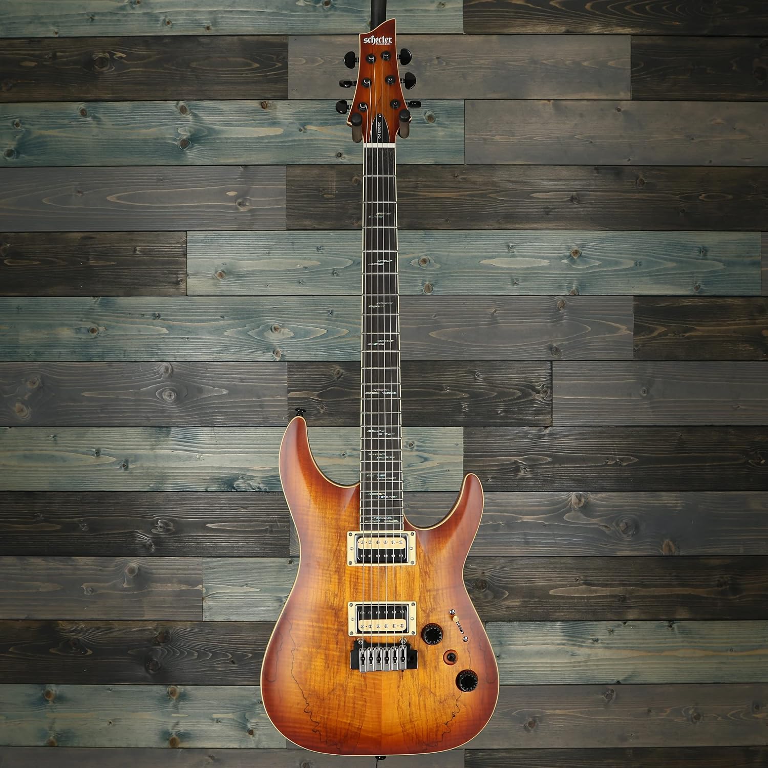 Schecter C-1 Exotic Spalted Maple Electric Guitar - Satin Natural Vintage Burst