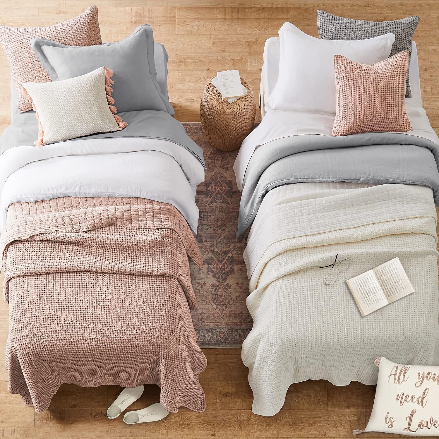 Levtex Home - Mills Waffle - Twin Quilt Set - Cream Cotton Waffle - Quilt Size (68 x 86in.), Sham Size (26 x 20in.)