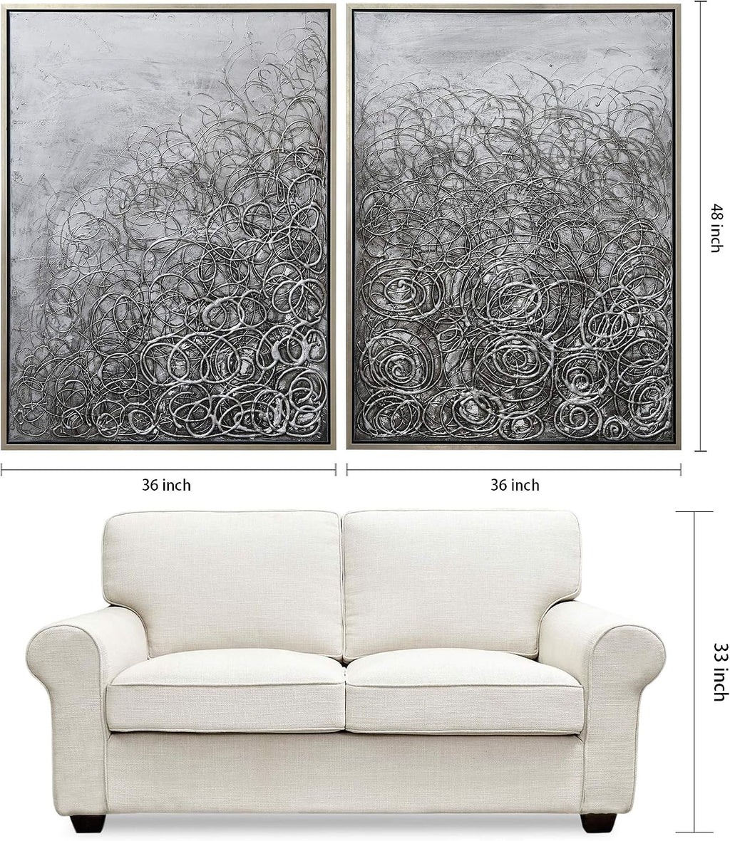 Empire Art Direct Abstract Wall Art Textured Hand Painted Canvas by Martin Edwards, Diptych, 48' x 36' each, Circular Logic