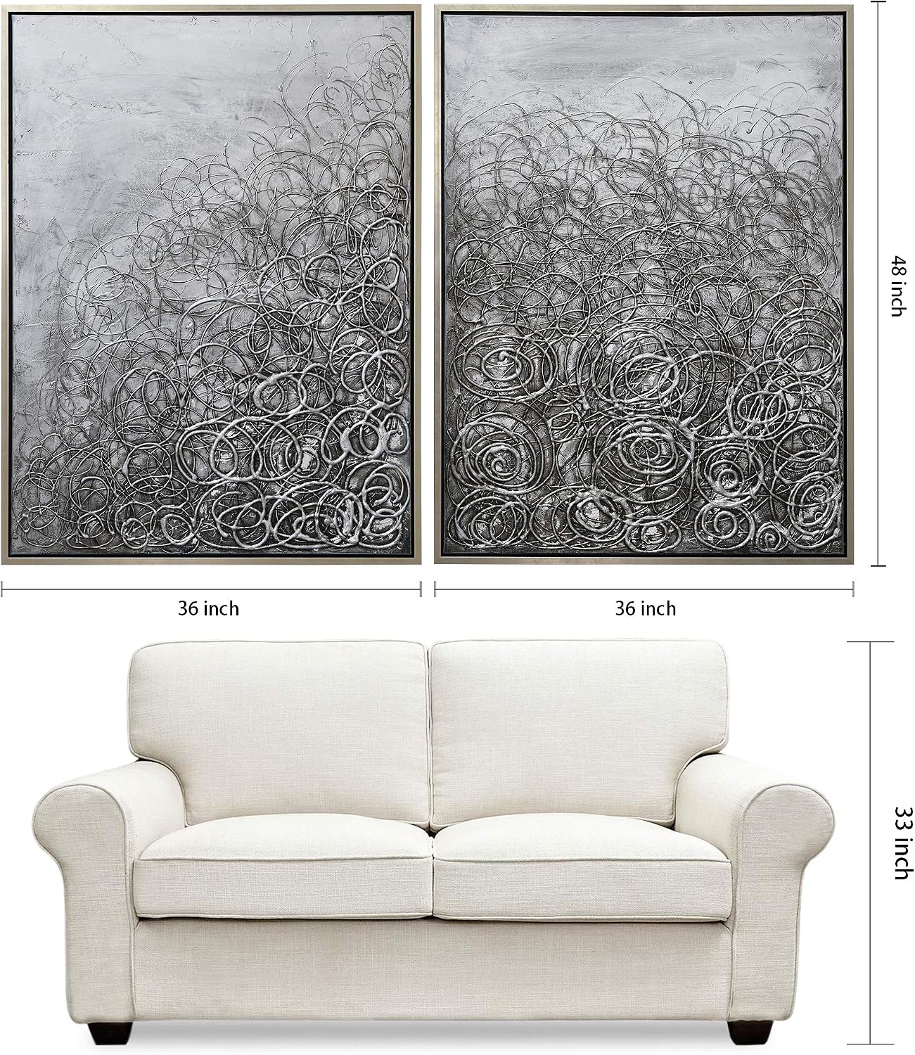 Empire Art Direct Abstract Wall Art Textured Hand Painted Canvas by Martin Edwards, Diptych, 48' x 36' each, Circular Logic