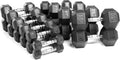 XMark 550lb Dumbbell Set, 5lb to 50lb Free Weight Set, 10 Pair of Rubber Coated Hex Dumbbells (5lb, 10lb, 15lb, 20lb, 25lb, 30lb, 35lb, 40lb, 45lb, and 50lb Pair)