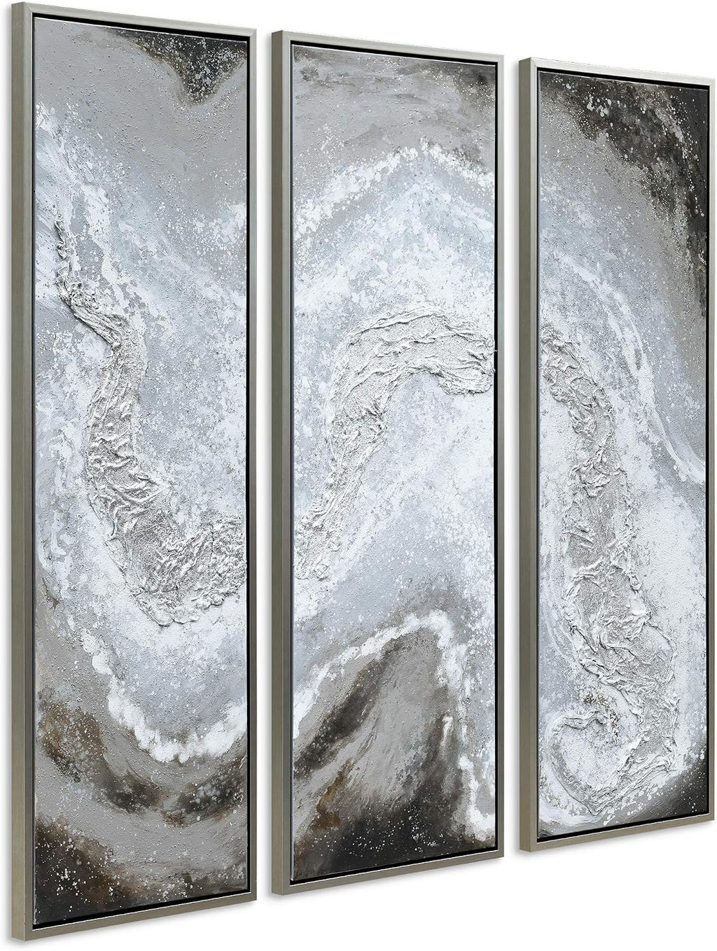 Empire Art Direct Abstract Wall Art Textured Hand Painted Canvas by Martin Edwards, Triptych, 60' x 20' each, Iced