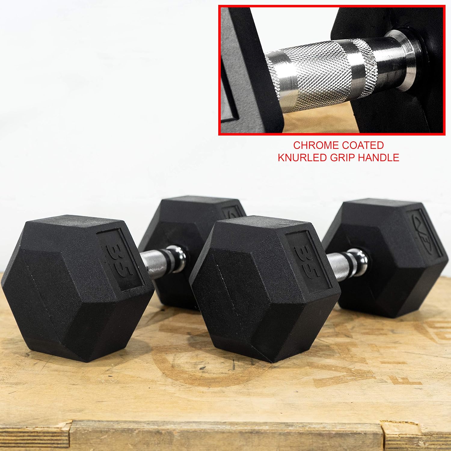 Valor Fitness Rubber Hex Dumbbell Free Weights for Home Gym Workout Equipment for Strength Training