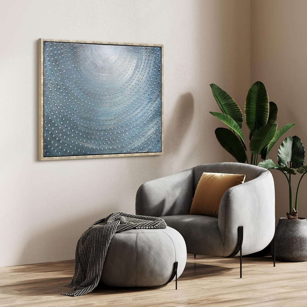 Empire Art Direct Cosmic Swirl Textured Metallic Hand Painted Blue Framed Canvas Wall Art, Ready to Hang, Living Room, Bedroom & Office, 30'x40'x1.5'