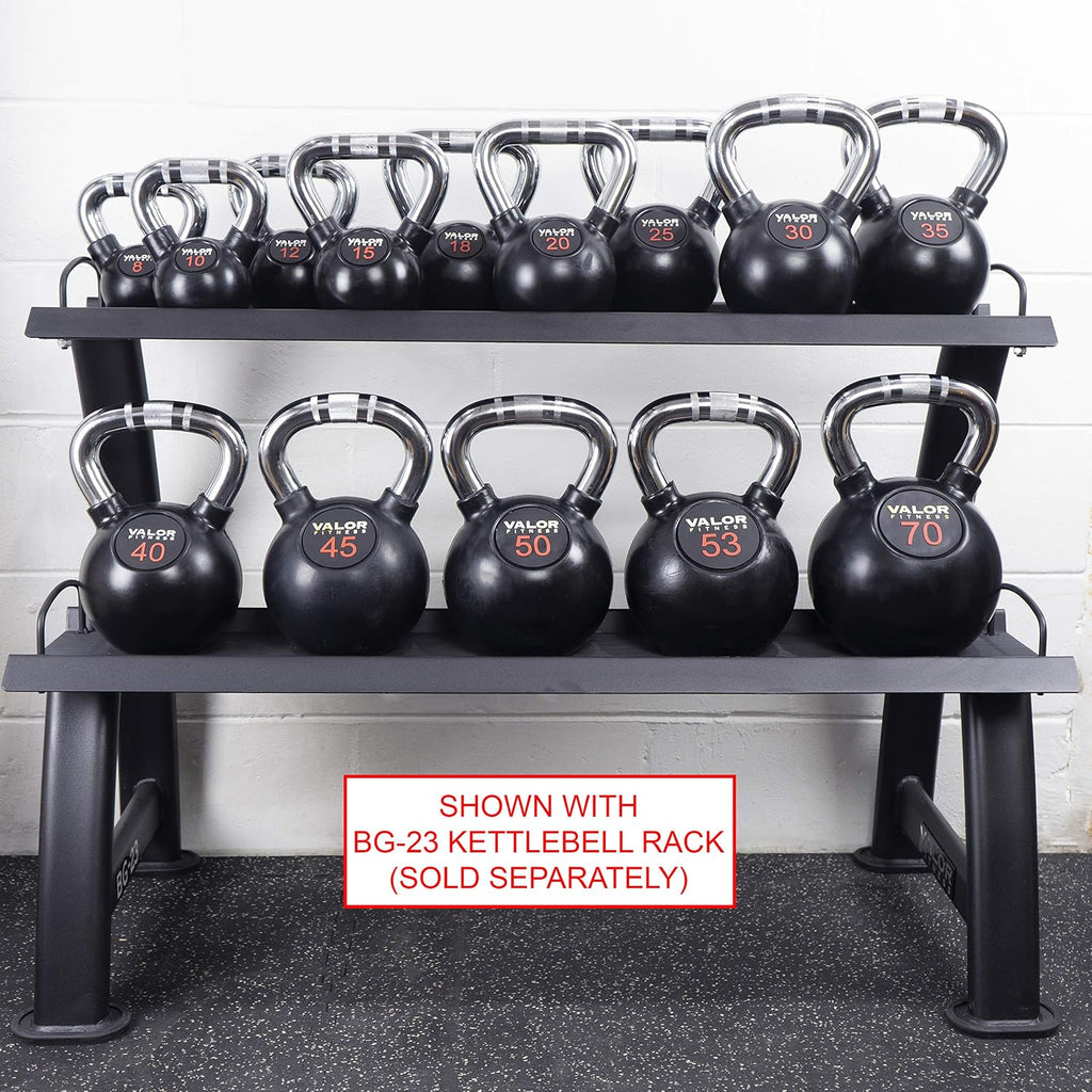 Valor Fitness Chrome Kettle Bell Weights with Knurled Kettlebell Handle Kettlebells for Men & Women