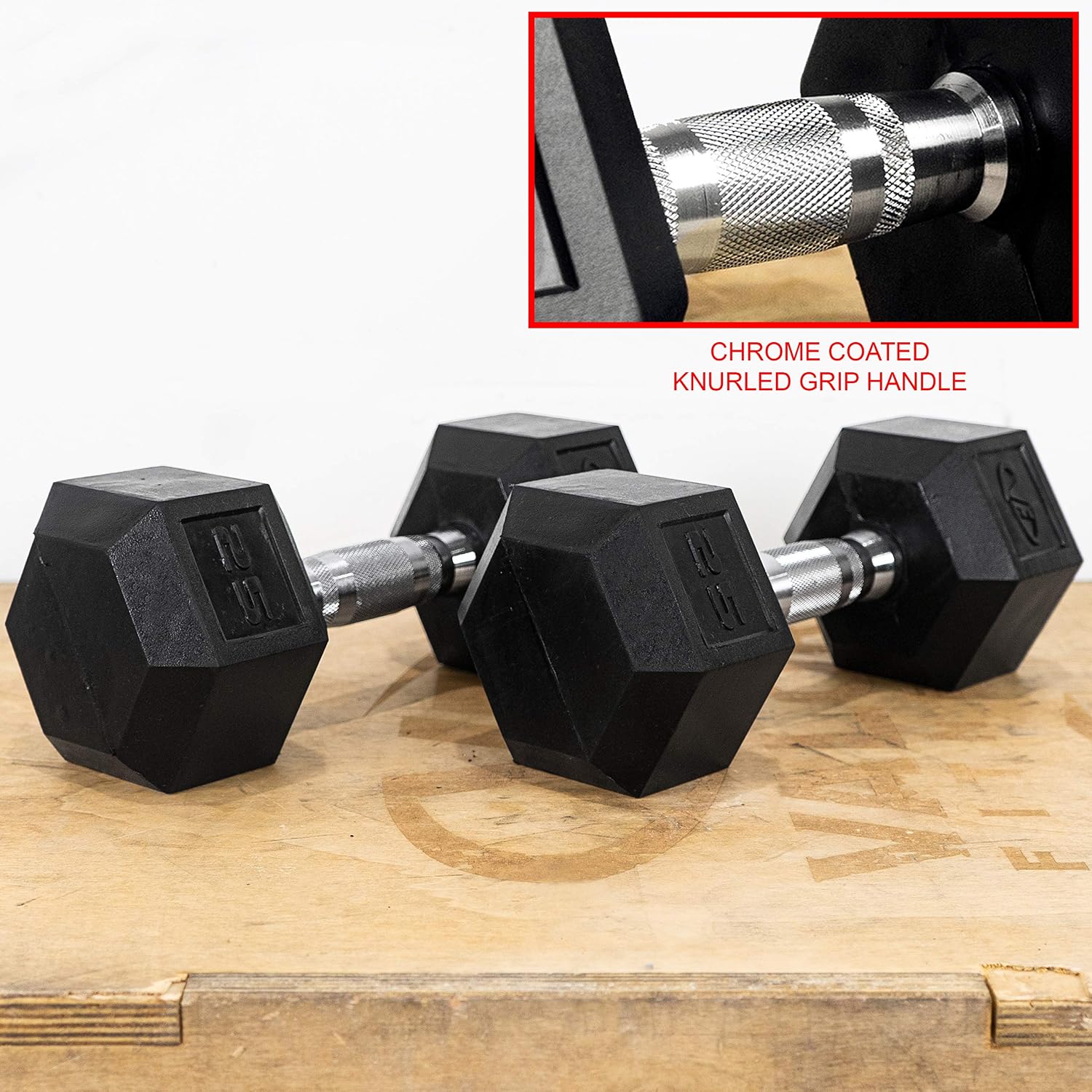 Valor Fitness Rubber Hex Dumbbell Free Weights for Home Gym Workout Equipment for Strength Training