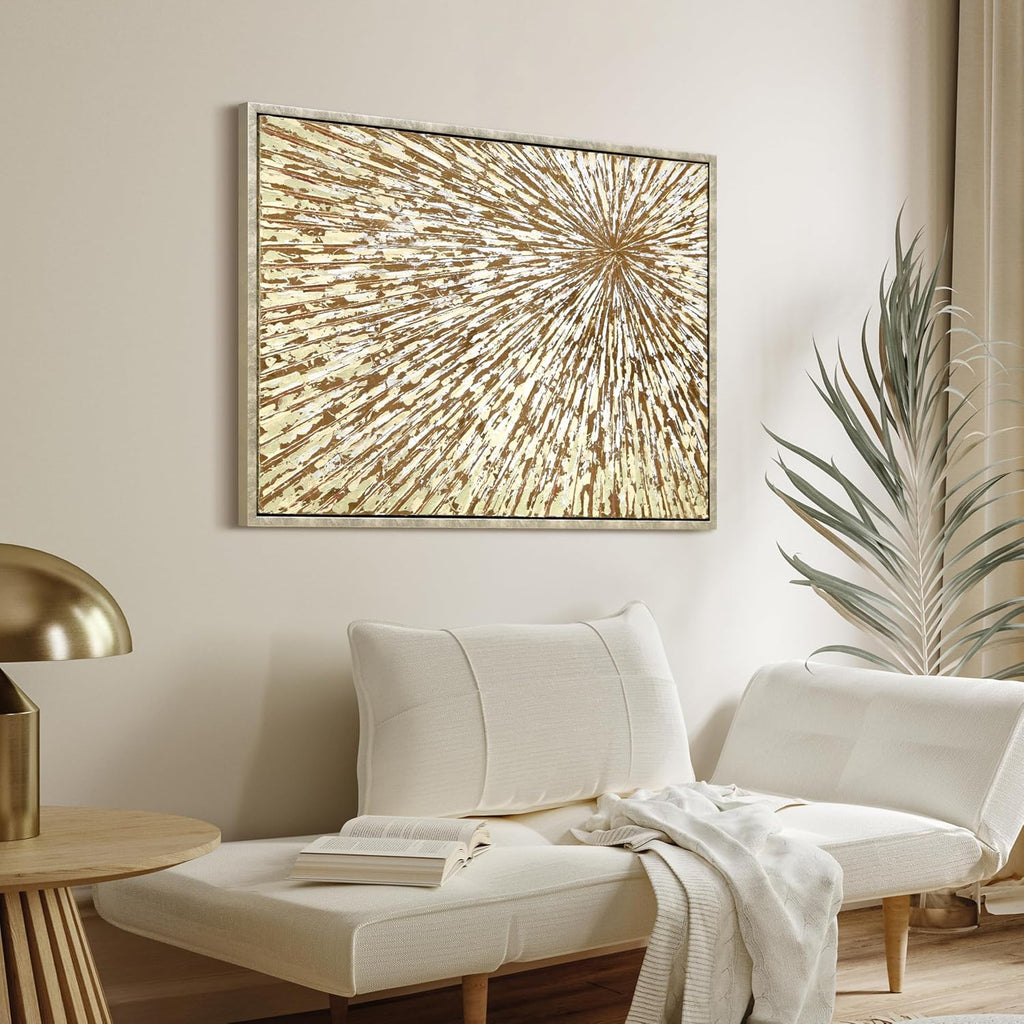 Empire Art Direct Radiant Burst Metallic Hand Painted Framed Canvas Wall Art with Gold Foil, Ready to Hang, Living Room, Bedroom & Office, 30'x40'x1.5'