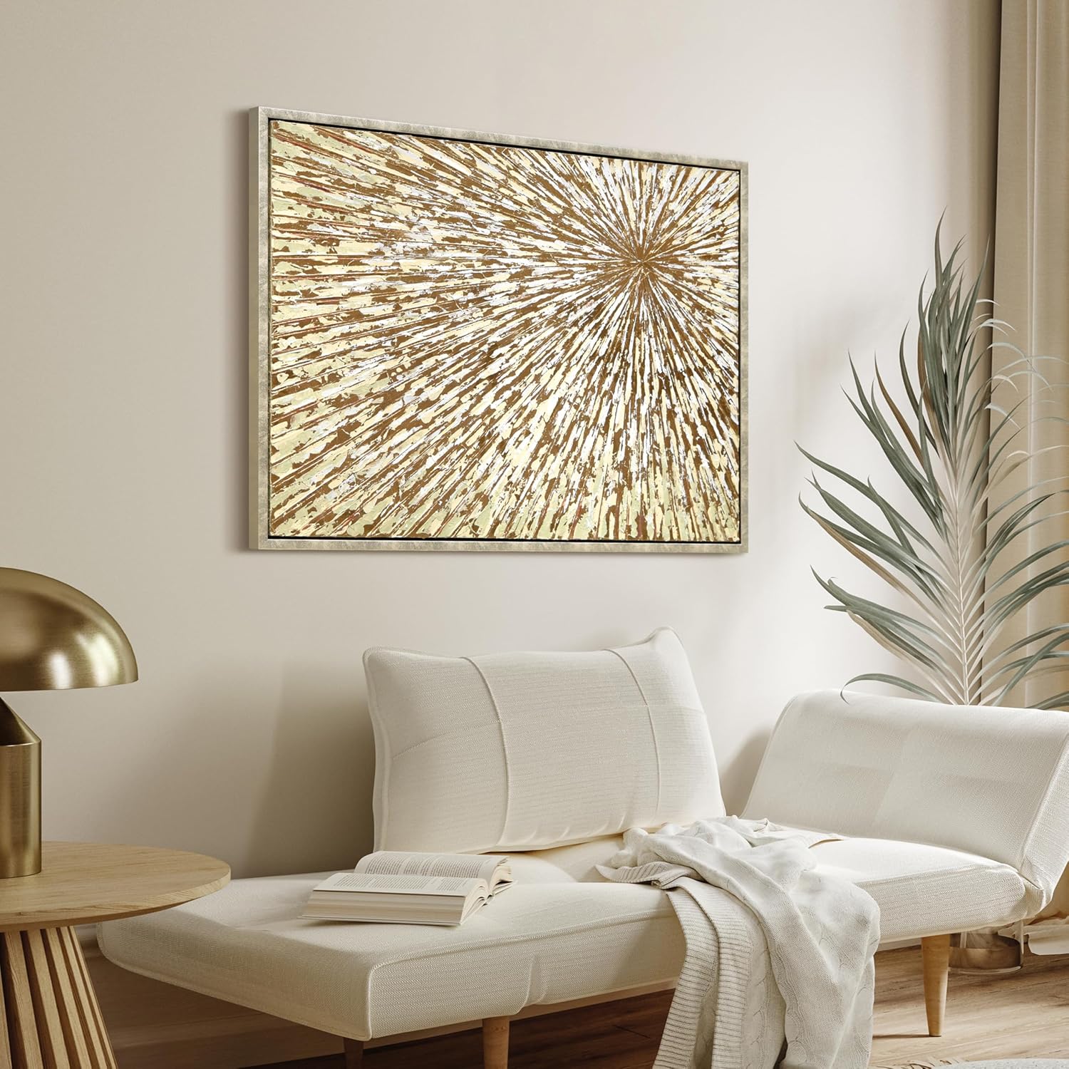Empire Art Direct Radiant Burst Metallic Hand Painted Framed Canvas Wall Art with Gold Foil, Ready to Hang, Living Room, Bedroom & Office, 30'x40'x1.5'