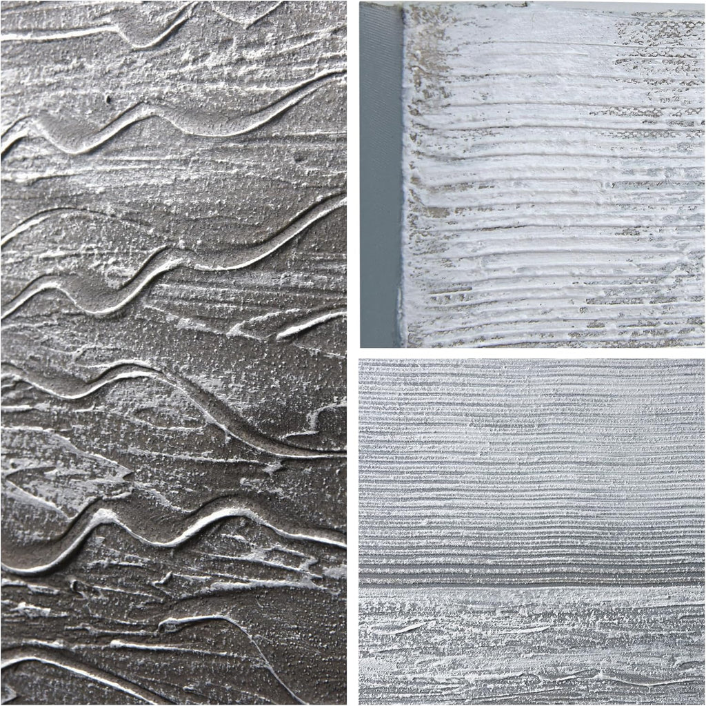 Empire Art Direct Abstract Wall Art Textured Hand Painted Canvas by Martin Edwards, Diptych, 24' x 36' each, Silver Light