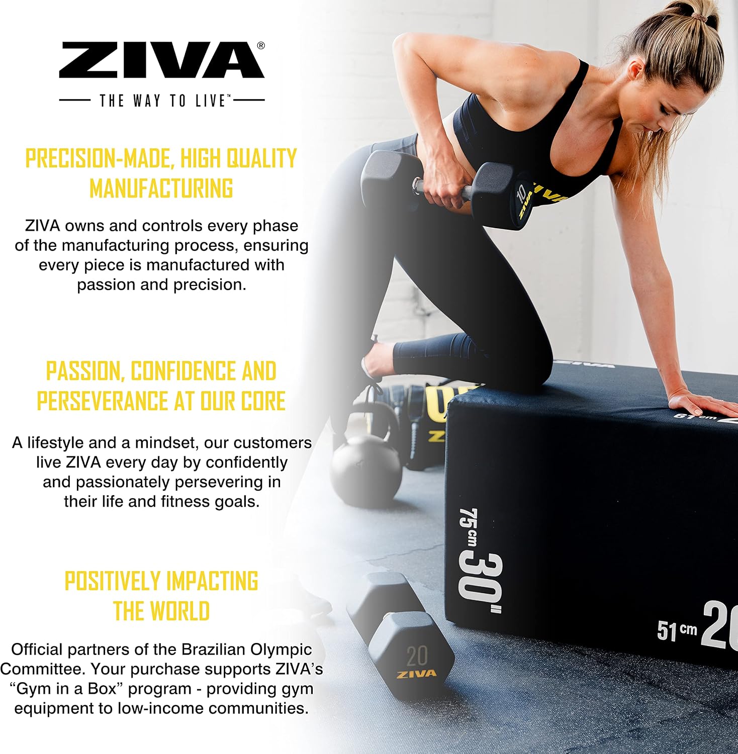 ZIVA Premium Hex Dumbbells – Commercial Grade Rubber Urethane Coated Free Weights for Strength Training, Weightlifting, Home Gym – Durable Steel Core – Sold in Pairs and Sets