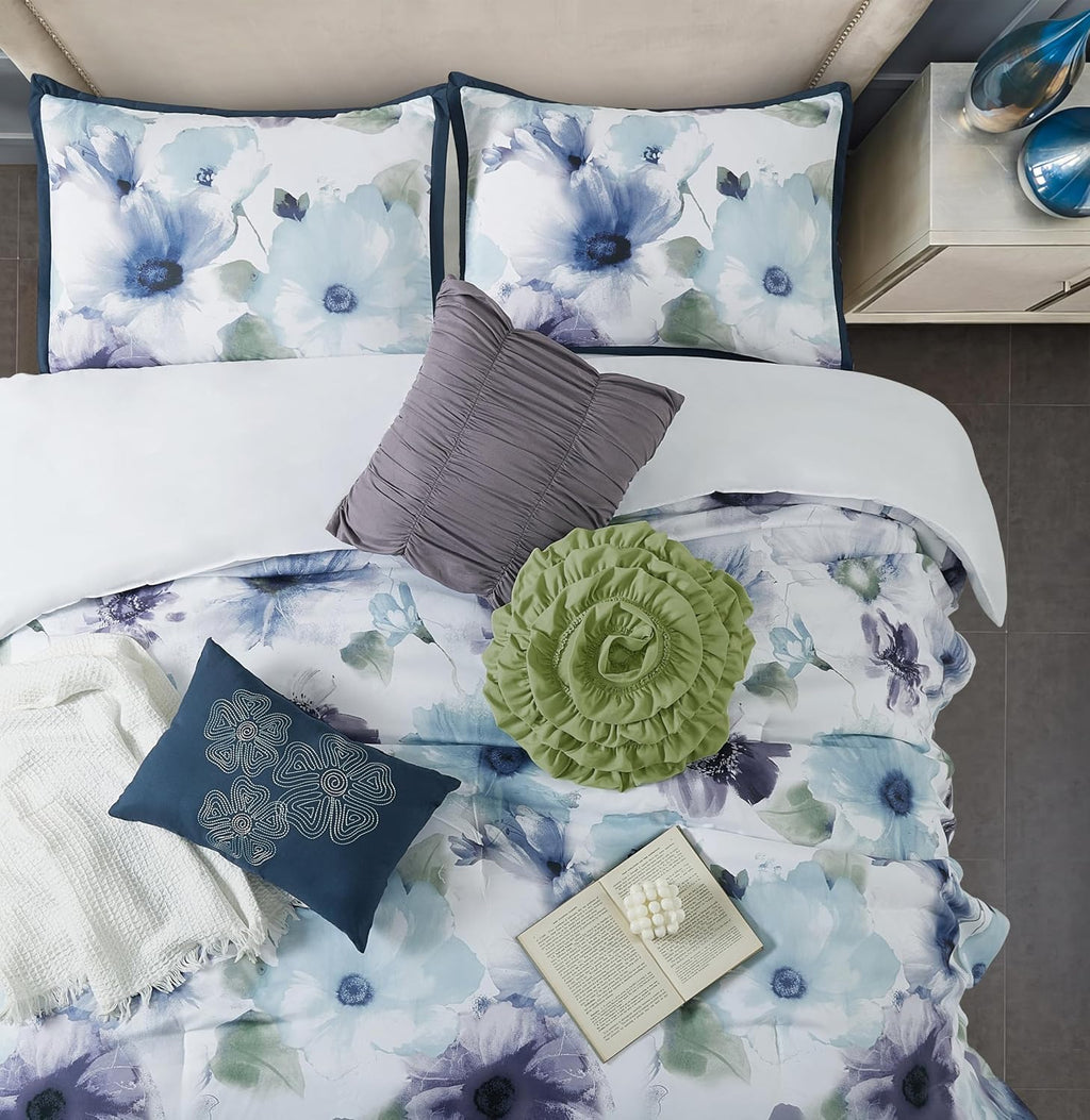Stratford Park Colorful 7 Piece Comforter Set, Blue/Purple, Bed Size King, Wonderful, Matching Bedskirt, Pillows & Shams