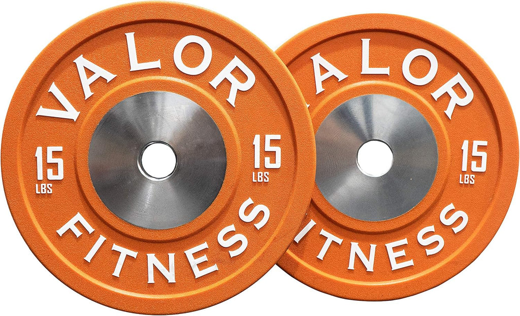 Valor Fitness BPPU Poly Urethane Bumper Plates for Cross Training, Olympic Weight Lifting, and Power Lifting - Color Coded, Multiple Weight Plates Options Available