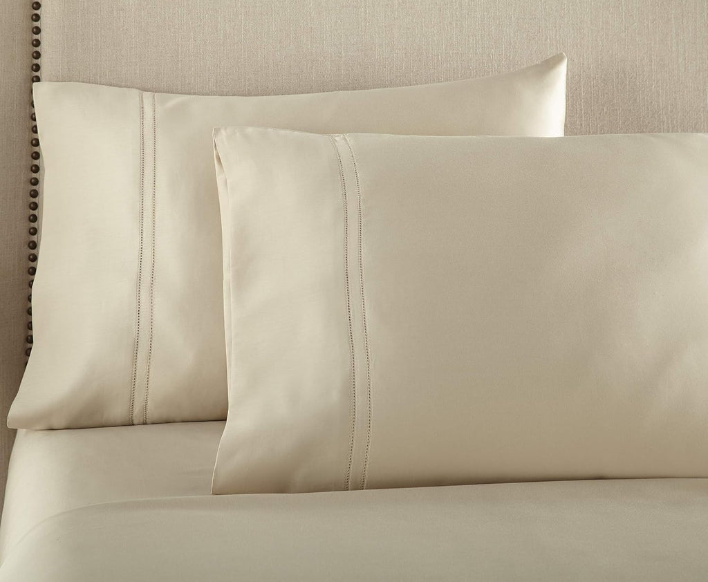 Pure Parima Yalda Sheet Set – 100% Certified Egyptian Cotton, Double-Hem Stitch, Full, Tan