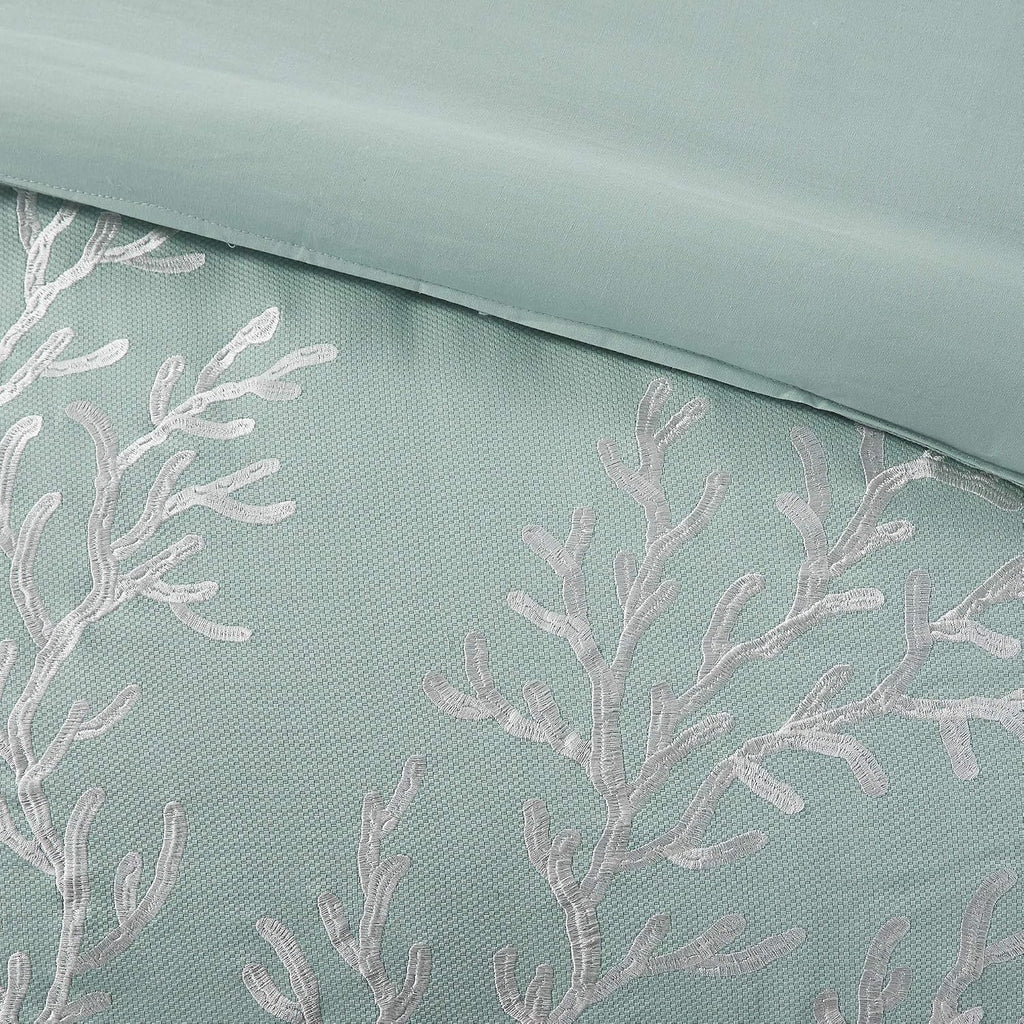 Harbor House 100% Cotton Duvet Cover, Jacquard Coastal Coral Duvet Cover Set – Light Weight Bed Comforter Covers, Coastline Blue King/Cal King (106'x90') 3 Piece