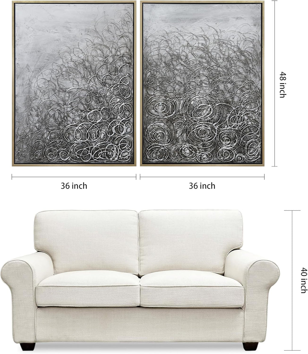Empire Art Direct Abstract Wall Art Textured Hand Painted Canvas by Martin Edwards, Diptych, 48' x 36' each, Circular Logic