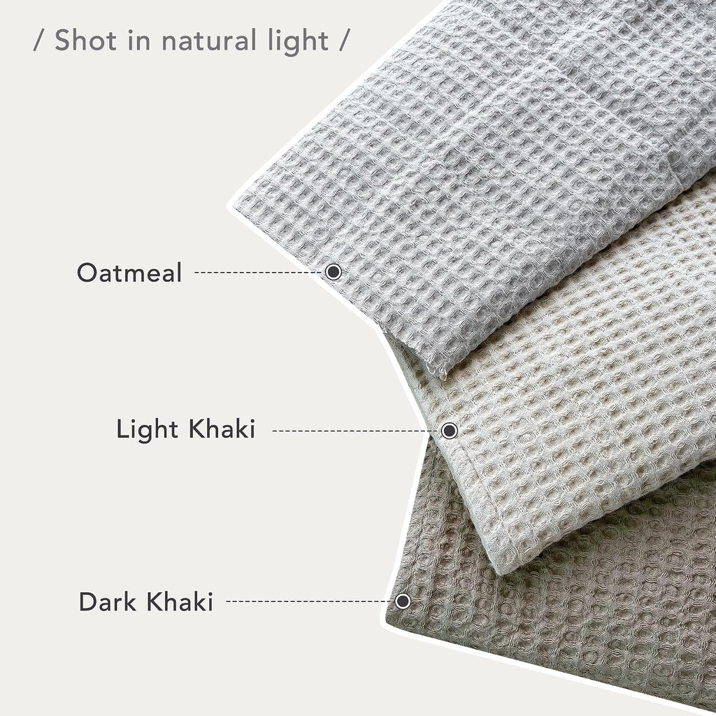 CozyTide King Size Quilt(110x98 Inch),100% Cotton Light Khaki King Quilt Bedding Set,Vintage Farmhouse Boho Lightweight Waffle Bedspread Ultra Soft