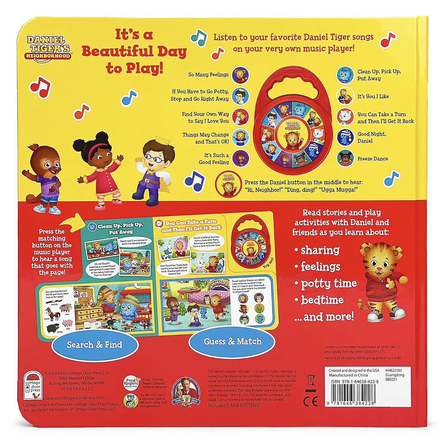 Daniel Tiger It's A Beautiful Day to Play - Children's Deluxe Music Player Board Book: Includes Detachable Toy Portable Musical Sound Machine