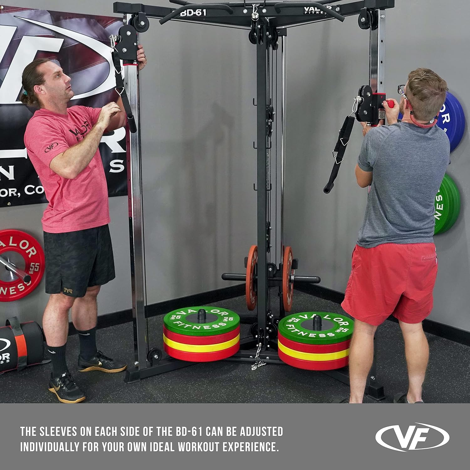 Valor Fitness Cable Crossover Machine - 17 Adjustable Positions with Pull Up Bars and Optional Bundle Attachments Max Weight 200 lb. Plate Loaded Pulley System for Home Gym Power Workout
