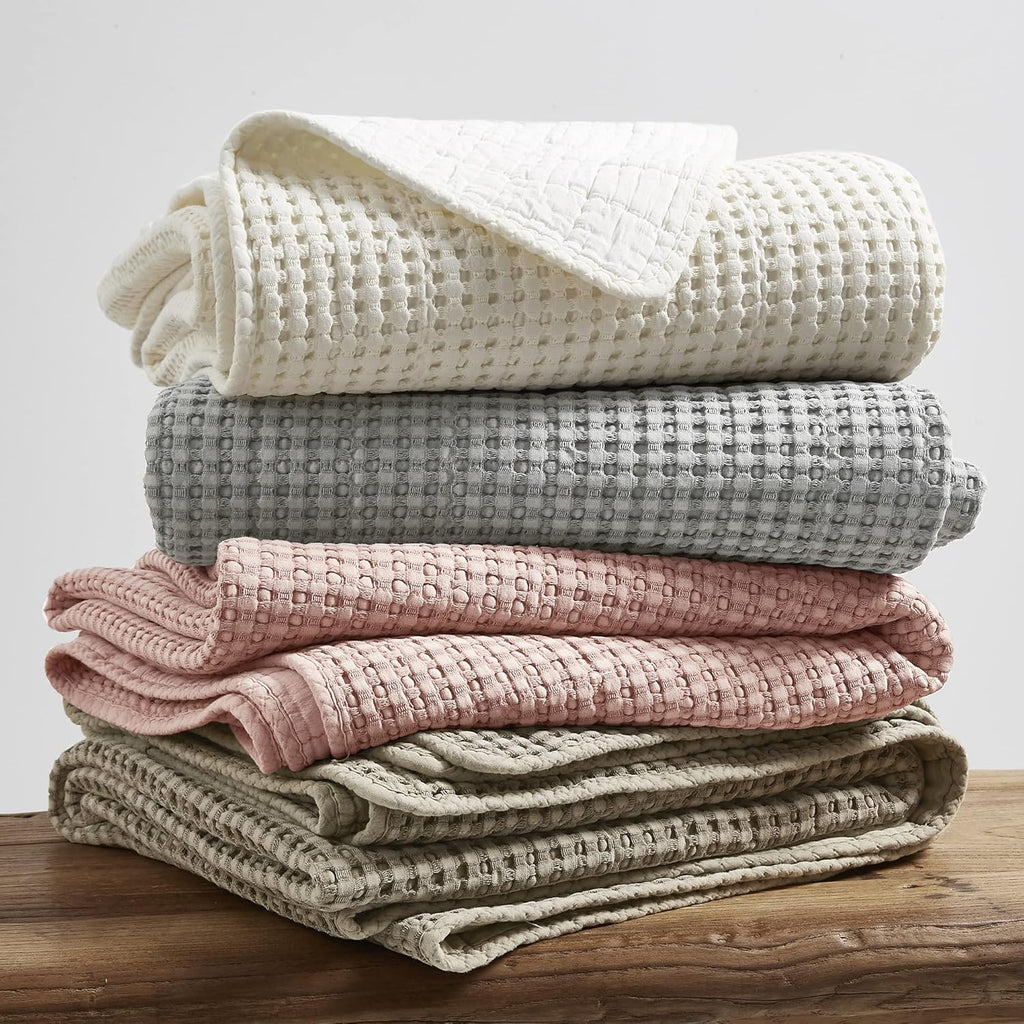 Levtex Home Mills Waffle Full Bedspread Set (100x104in) with 2 Pillow Shams (26x20in) - Cream - Cotton Waffle Full Size Bedspread Set - Lightweight, Soft, Pre-Washed