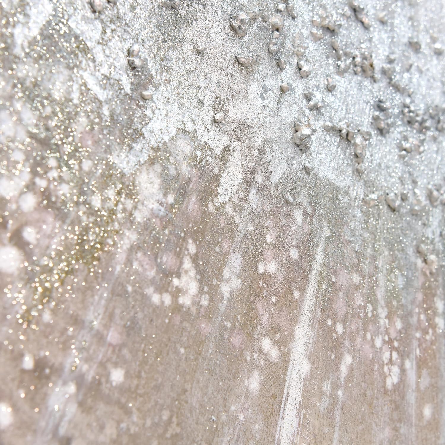 Empire Art Direct Abstract Wall Art Textured Hand Painted Canvas by Martin Edwards, Champagne Frame, 32' x 48', Silver Pellets