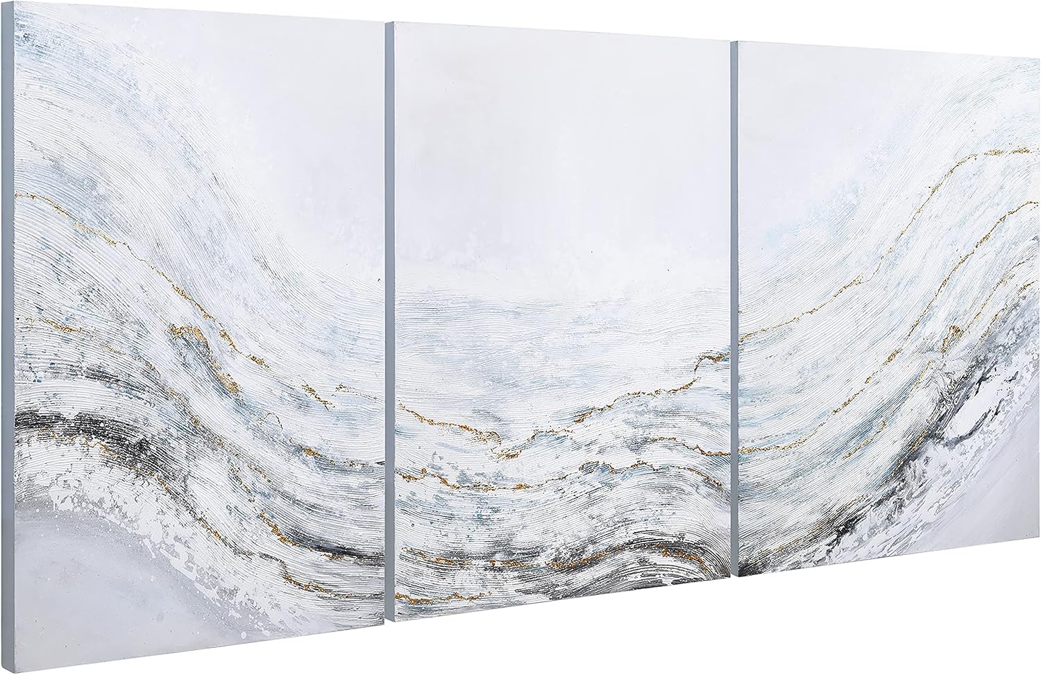 Empire Art Direct Abstract Wall Art Textured Hand Painted Canvas by Martin Edwards, Triptych, 40' x 30' each, Blizzard