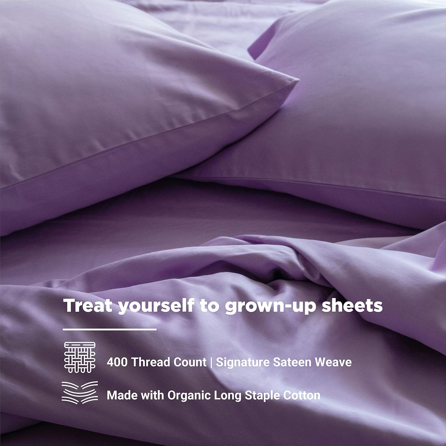 FABDREAMS 100% Organic Cotton California King Sheet Set | 400 Thread Count | Luxury Hotel Collection |GOTS Certified Long Staple Cotton|Elasticised 17' Deep Pockets|Smoother than Egyptian Cotton|Lilac