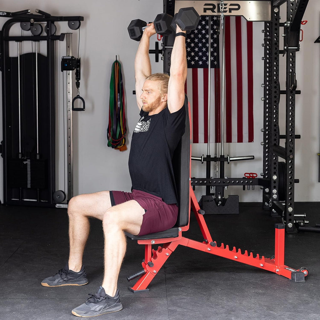 REP Adjustable Weight Bench | Home Gym Equipment | Foldable Workout Platform | Flat Incline Decline FID Design | Compact Strength Training Chair | Fitness Bench AB-3100