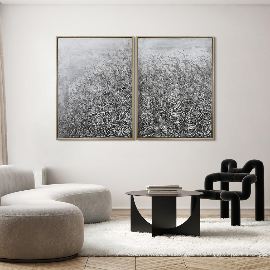 Empire Art Direct Abstract Wall Art Textured Hand Painted Canvas by Martin Edwards, Diptych, 48' x 36' each, Circular Logic