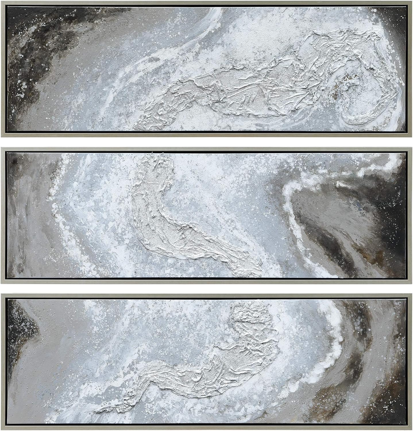 Empire Art Direct Abstract Wall Art Textured Hand Painted Canvas by Martin Edwards, Triptych, 60' x 20' each, Iced