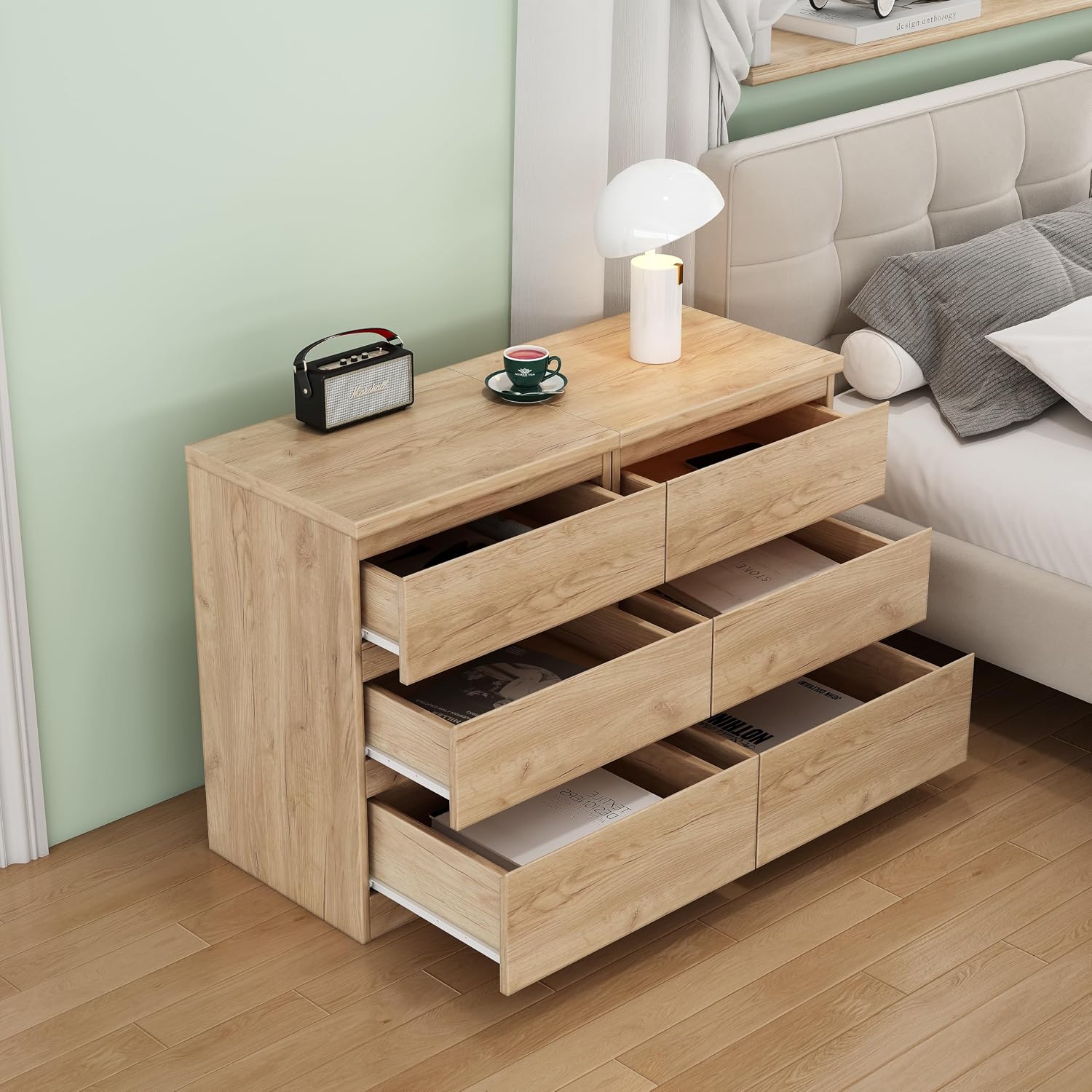 Nightstand with Drawers, Bedside Table with Drawers, Sofa Side Table Storage Cabinet, Night Stand for Bedroom Living Room (2, 3 Drawers Nature)