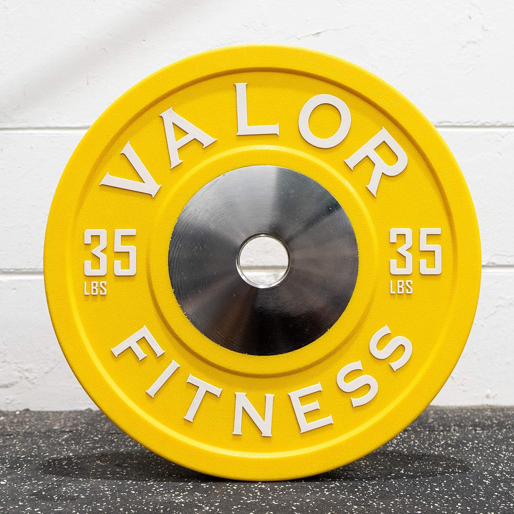 Valor Fitness BPPU Poly Urethane Bumper Plates for Cross Training, Olympic Weight Lifting, and Power Lifting - Color Coded, Multiple Weight Plates Options Available
