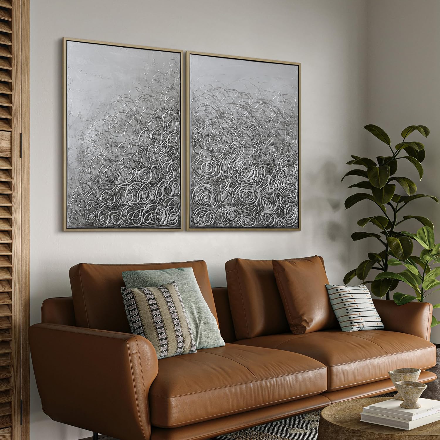 Empire Art Direct Abstract Wall Art Textured Hand Painted Canvas by Martin Edwards, Diptych, 48' x 36' each, Circular Logic