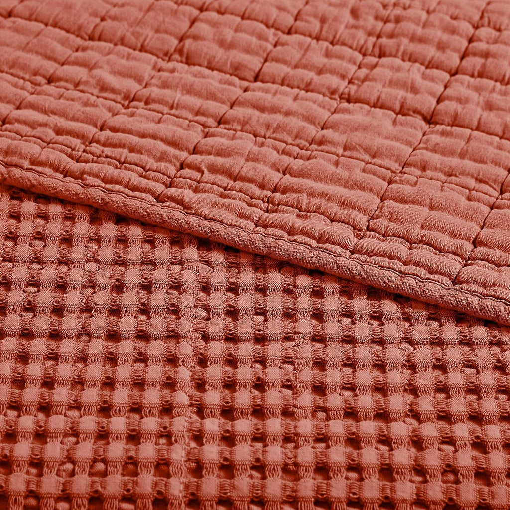 Levtex Home Mills Waffle Twin Bedspread Set (84x104in) with 1 Pillow Sham (26x20in) - Adobe - 100% Cotton Twin Size Bedspread Set - Lightweight, Soft, Pre-Washed