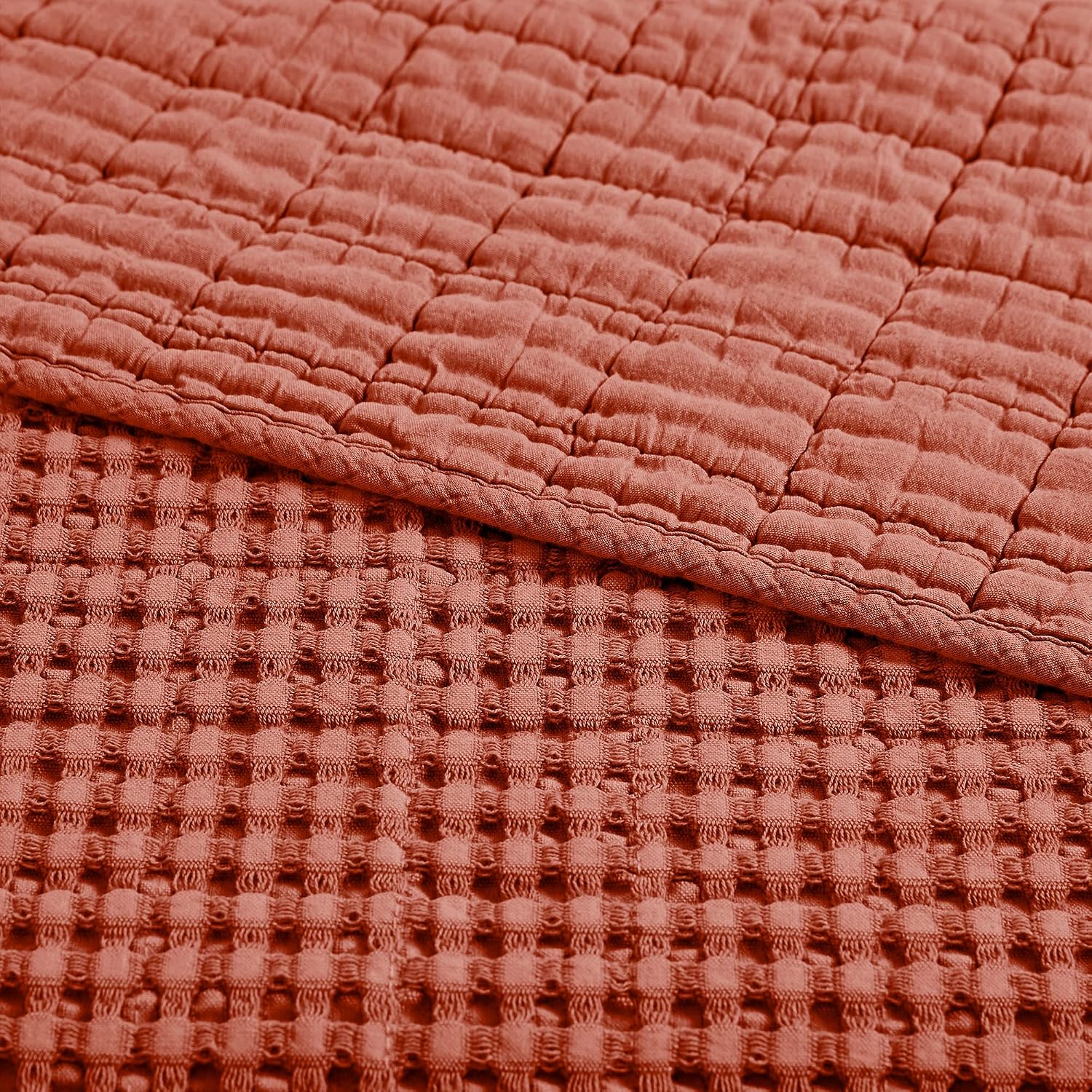 Levtex Home Mills Waffle Twin Bedspread Set (84x104in) with 1 Pillow Sham (26x20in) - Adobe - 100% Cotton Twin Size Bedspread Set - Lightweight, Soft, Pre-Washed