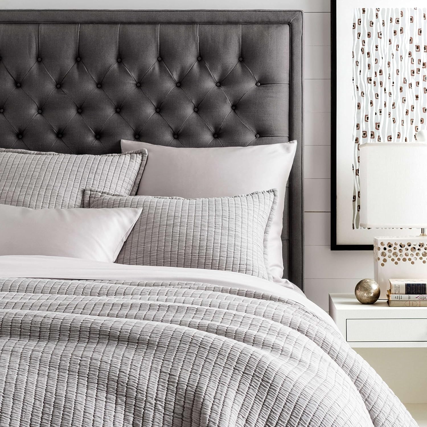 Pine Cone Hill Silken Solid Grey Sheet Set, Twin Size, Grey Solid Pattern