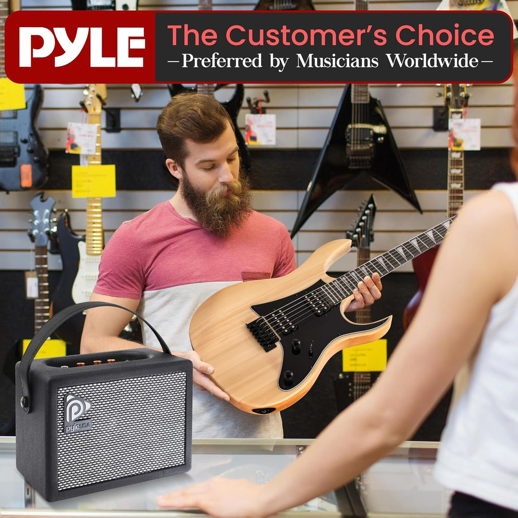 Pyle Prog Rock EG Series Electric Guitar with Amp Kit, 39' Full Size with Dual Humbucker Pickups, Low Profile Neck and Solid Paulownia Body, Premium Accessory Kit Included (Prog Rock, Natural)