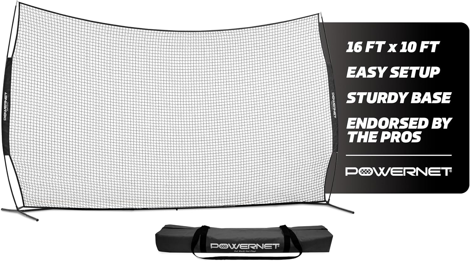 PowerNet Portable Sports Rebounder -Basketball, Volleyball, Soccer, Baseball, Softball and Lacrosse, Backyard & Garage Backstop, Indoor Outdoor Safety Net for Protection