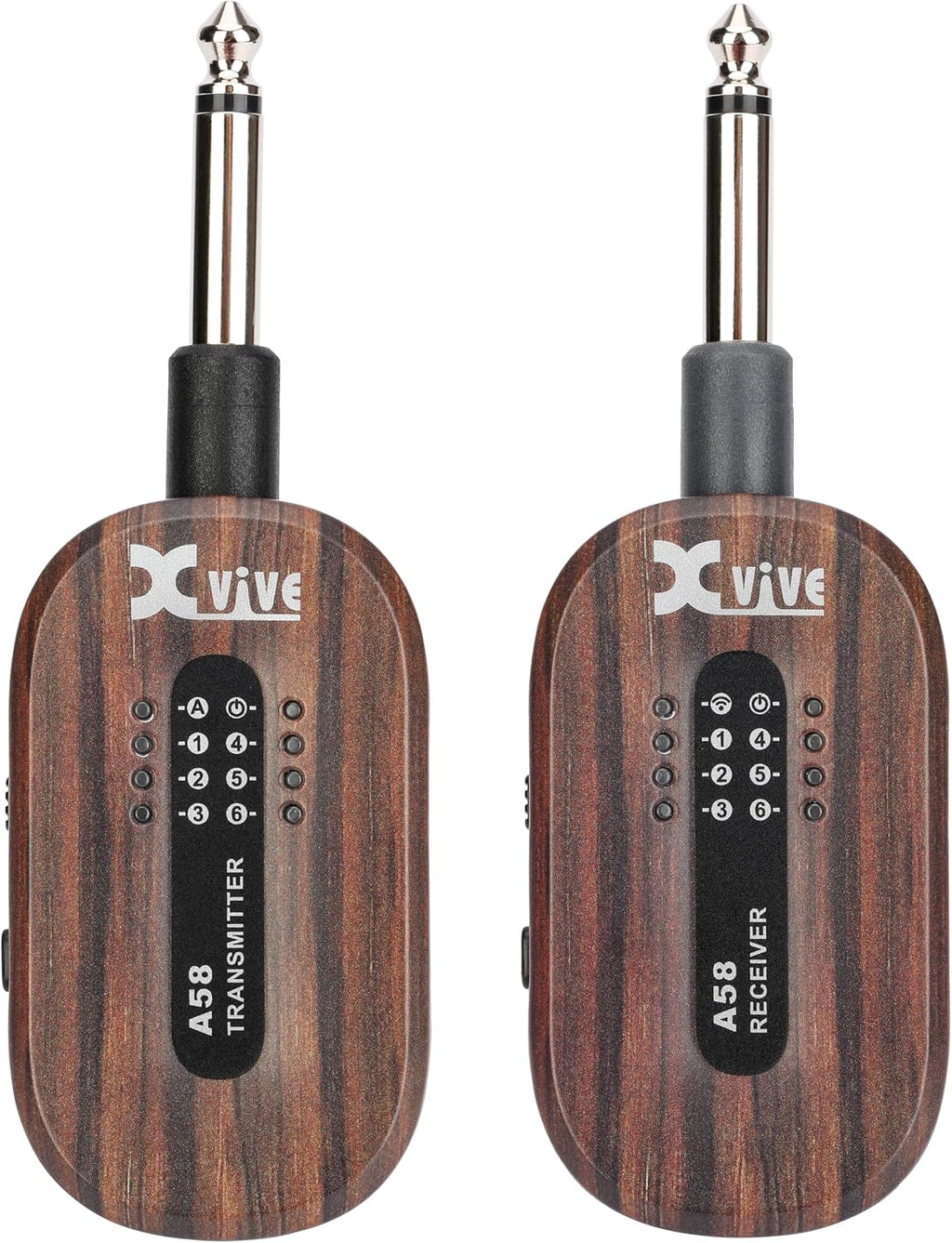 Xvive A58 Wireless Guitar System 5.8GHz Wireless Guitar Transmitter Receiver for Active or Passive Pickup Electric/Acoustic Bass, Rosewood