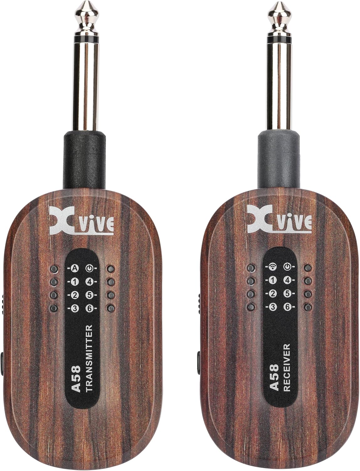 Xvive A58 Wireless Guitar System 5.8GHz Wireless Guitar Transmitter Receiver for Active or Passive Pickup Electric/Acoustic Bass, Rosewood