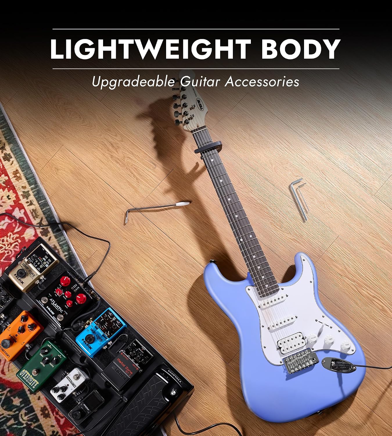 Tostar Beginner Electric Guitar, Solid Body, 39' Full Size Strat Style with HSS Pickups, 5-Way Switch, Tremolo Bridge, Maple Neck & Tectona Fretboard, Ideal for Beginners and Gifting, Blue