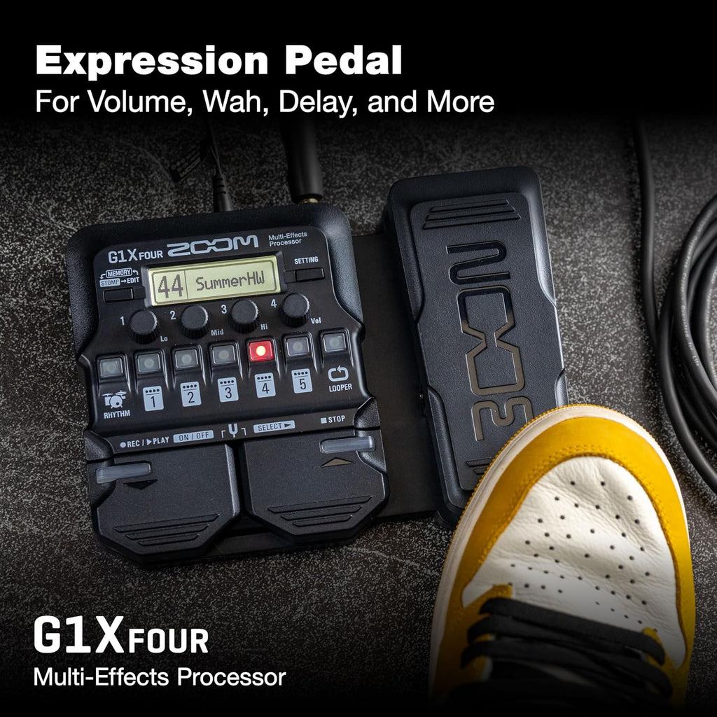 Zoom G1X FOUR Guitar Multi-Effects Processor with Expression Pedal, 70+ Effects & Amp Modeling, Looper, Rhythm Section, Tuner, Battery Powered