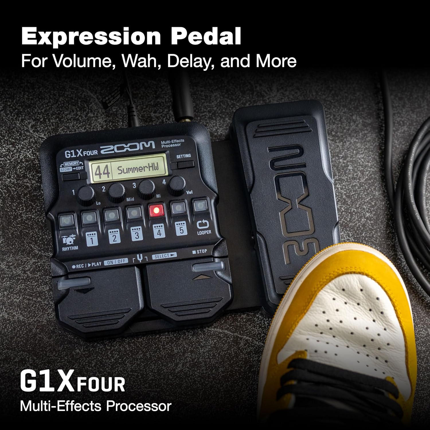 Zoom G1X FOUR Guitar Multi-Effects Processor with Expression Pedal, 70+ Effects & Amp Modeling, Looper, Rhythm Section, Tuner, Battery Powered