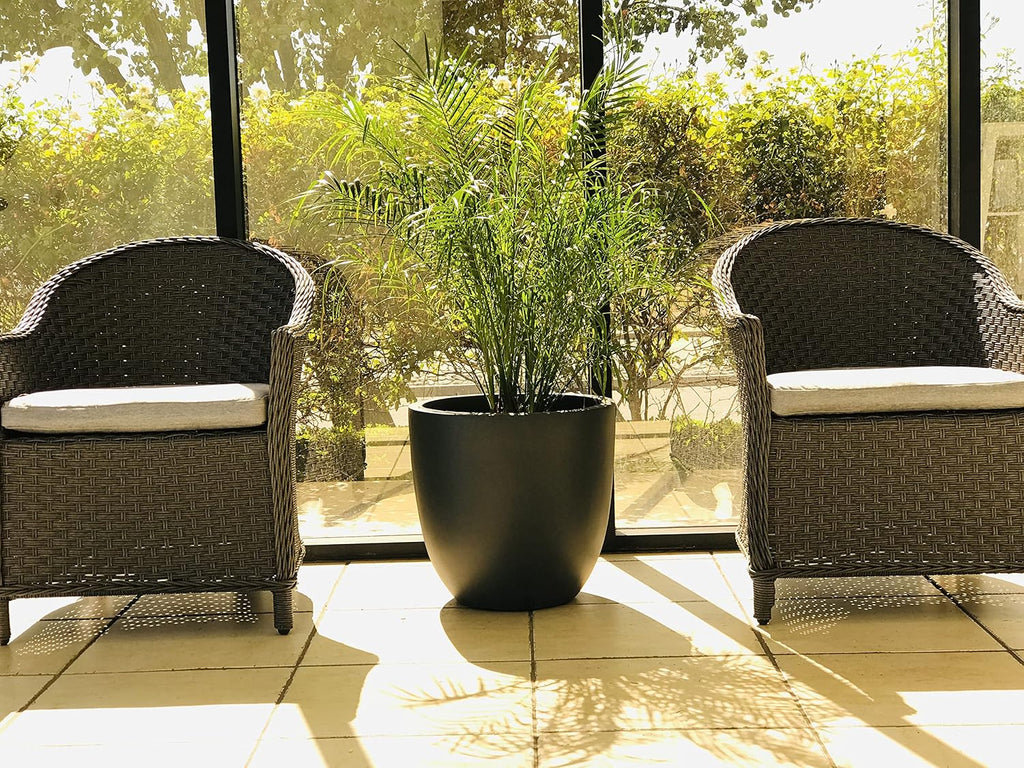 Kante 18 Inch Dia Round Concrete Planter, Indoor Outdoor Large Plant Pot with Drainage Hole and Rubber Plug for Home Patio Garden, Charcoal