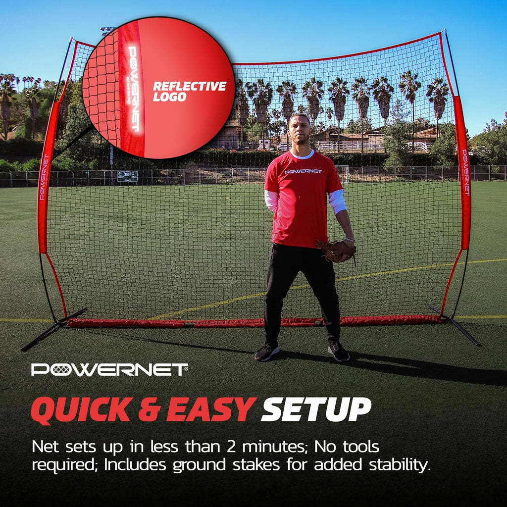 PowerNet Portable Sports Rebounder -Basketball, Volleyball, Soccer, Baseball, Softball and Lacrosse, Backyard & Garage Backstop, Indoor Outdoor Safety Net for Protection