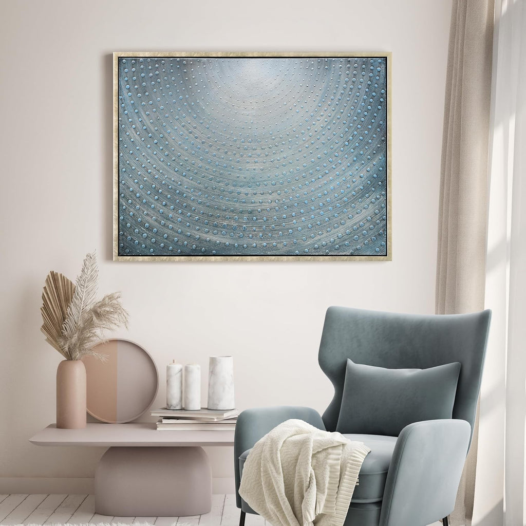 Empire Art Direct Cosmic Swirl Textured Metallic Hand Painted Blue Framed Canvas Wall Art, Ready to Hang, Living Room, Bedroom & Office, 30'x40'x1.5'