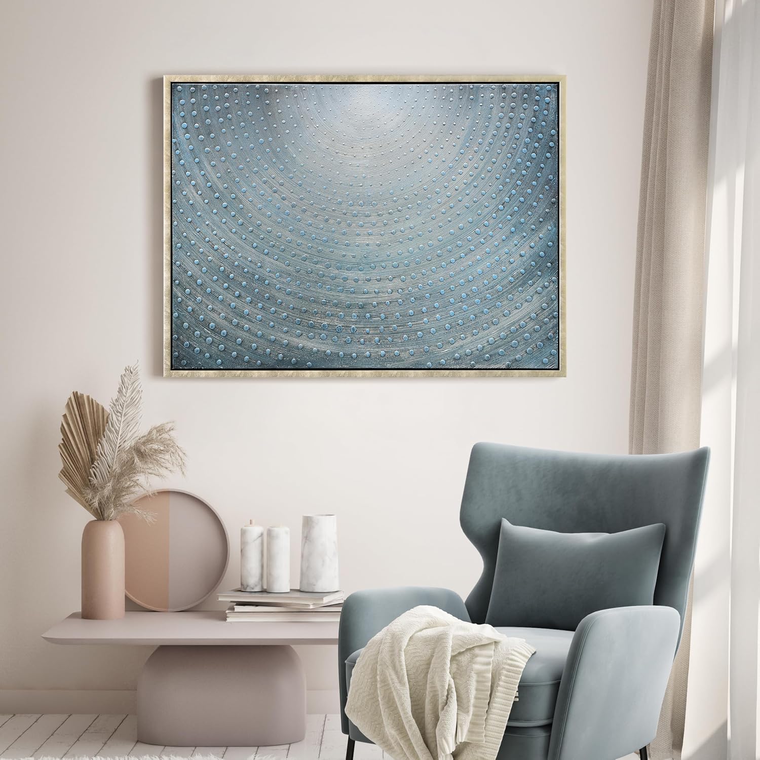 Empire Art Direct Cosmic Swirl Textured Metallic Hand Painted Blue Framed Canvas Wall Art, Ready to Hang, Living Room, Bedroom & Office, 30'x40'x1.5'