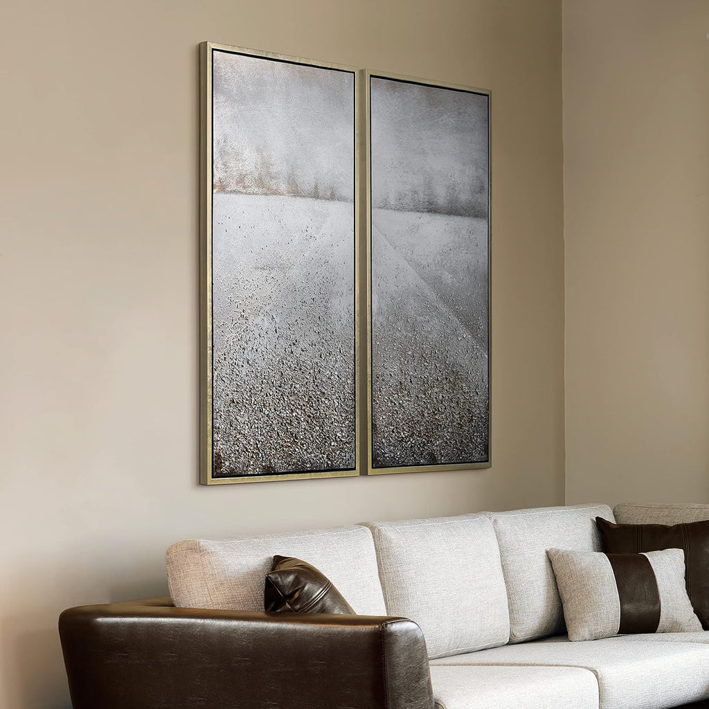 Empire Art Direct Abstract Wall Art Textured Hand Painted Canvas by Martin Edwards, Diptych, 48' x 24' each, Pebble Road