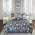 Madison Park 100% Cotton Comforter Set-Coastal Coral, Starfish Design All Season Down Alternative Cozy Bedding with Matching Shams, California King (104 in x 92 in), Blue 7 Piece